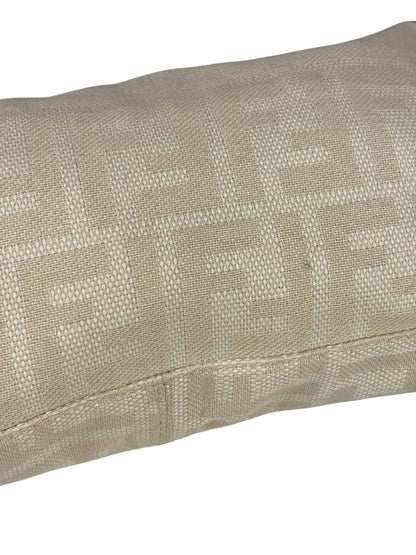 Fendi Vintage FF Ivory Canvas Baguette Shoulder Bag