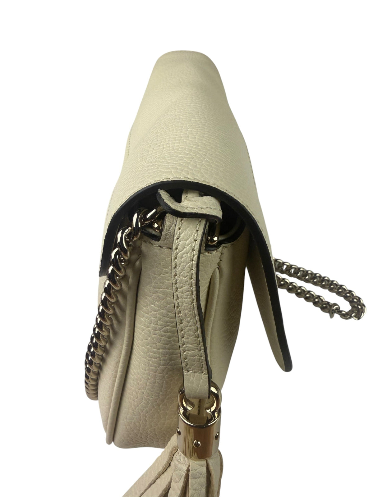 Gucci Soho Chain Flap Shoulder Bag White