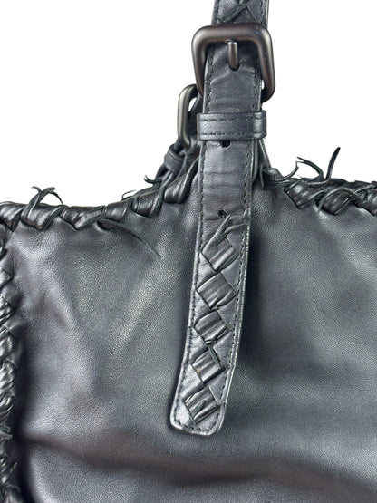 Bottega Veneta Black Intrecciato Fringe Shoulder Bag