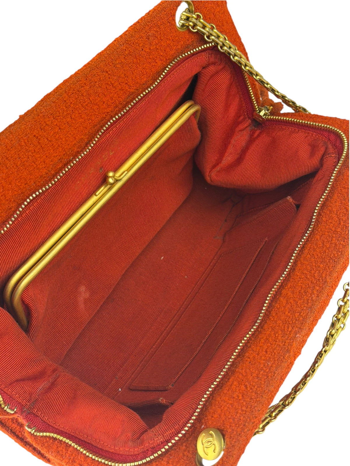Chanel Vintage Red Quilted Tweed Shoulder Bag 1994