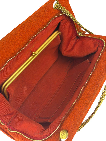 Chanel Vintage Red Quilted Tweed Shoulder Bag 1994