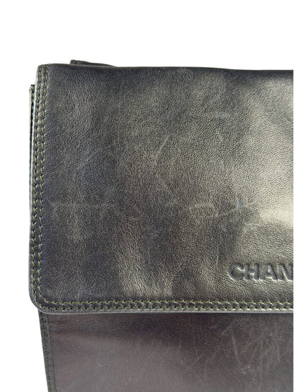 Chanel Vintage Metallic Bronze Lambskin Logo Messenger Bag 1997
