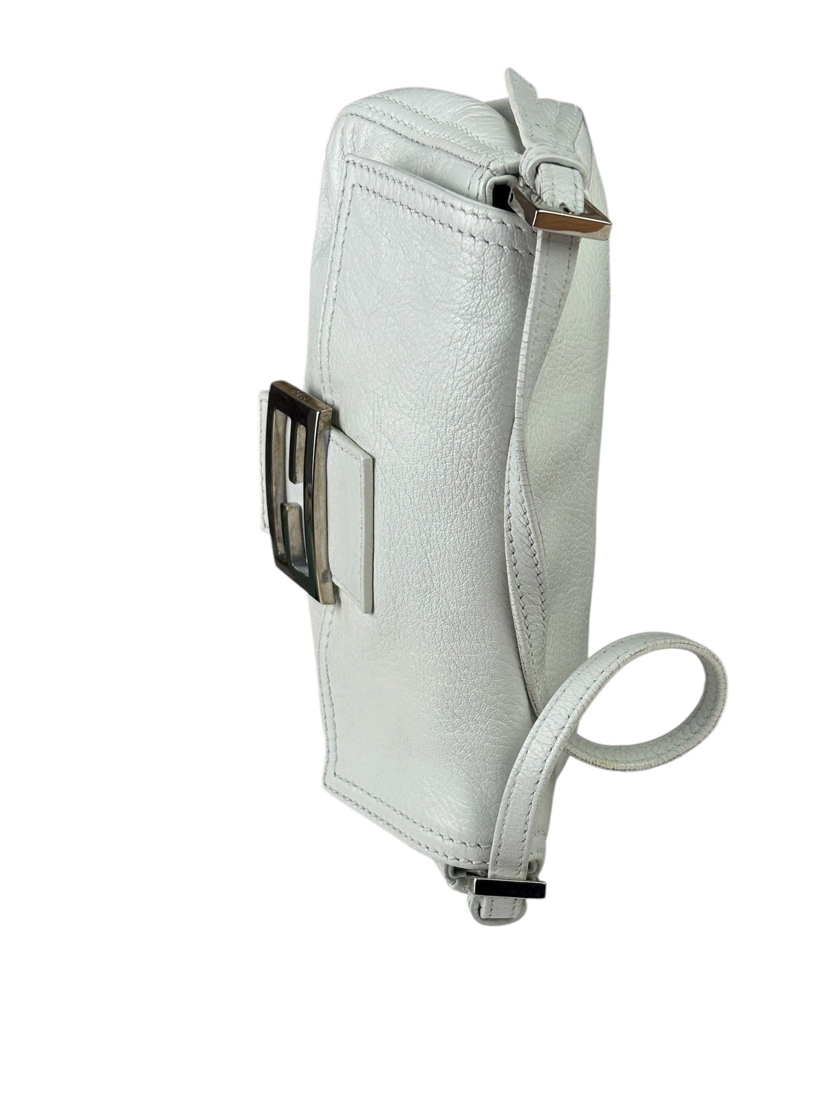 Fendi White Leather Baguette