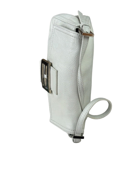 Fendi White Leather Baguette