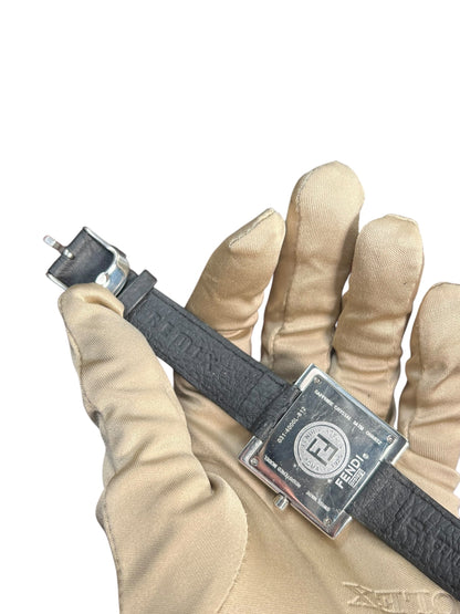 Fendi FF Black Dial Black Leather Strap