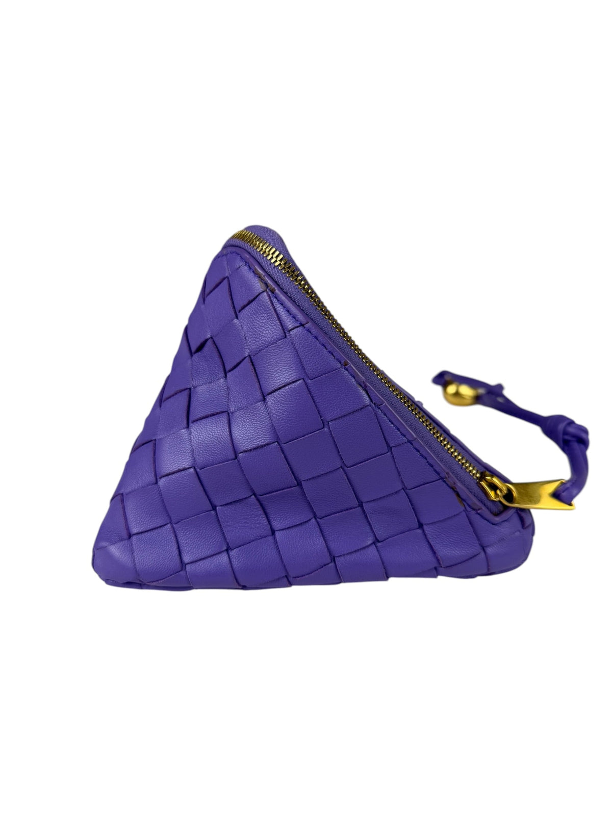 Bottega Veneta Purple Leather Nano Pyramid Pouch