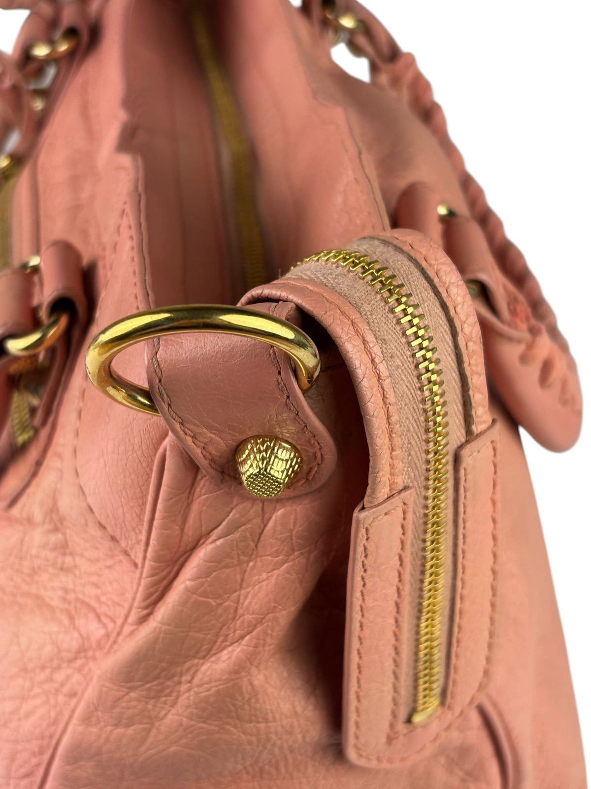 Balenciaga Light Pink Leather Classic Moto City Bag