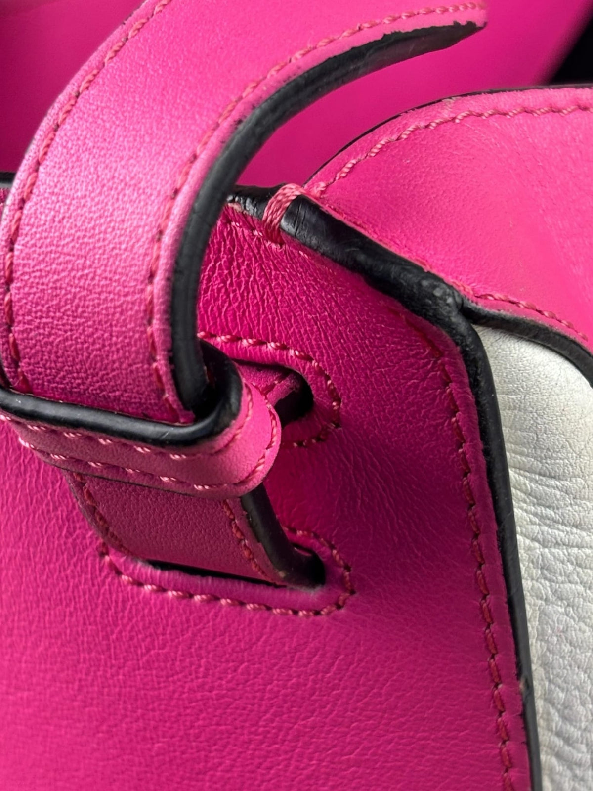Loewe Pink/White Leather M Hammock Bag