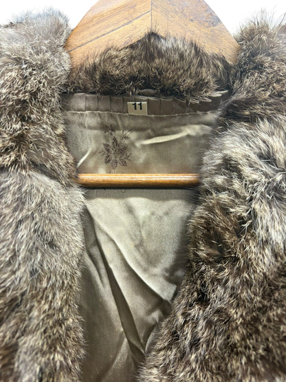 Vintage Mottled Brown Rabbit Fur Coat