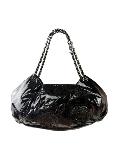 Chanel Black Patent Leather Camellia Petals Shoulder Bag 2010