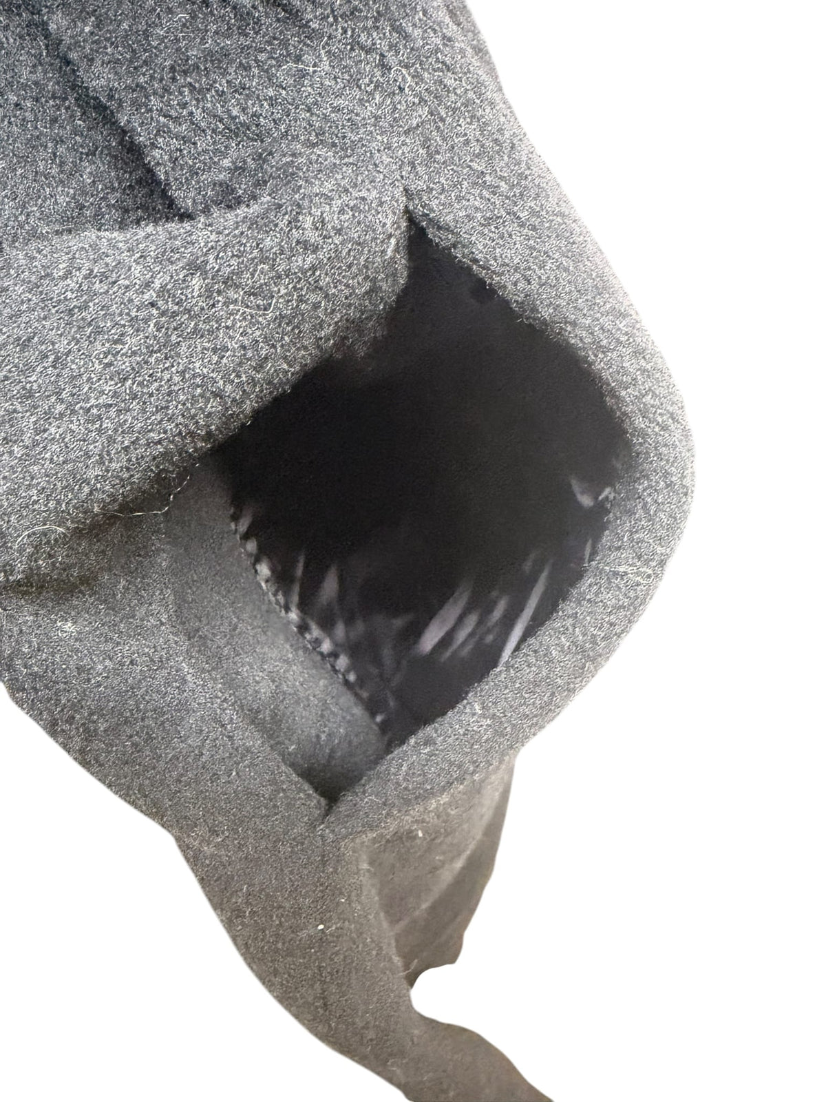 Vintage Black Wool Fox Fur Collared Long Coat