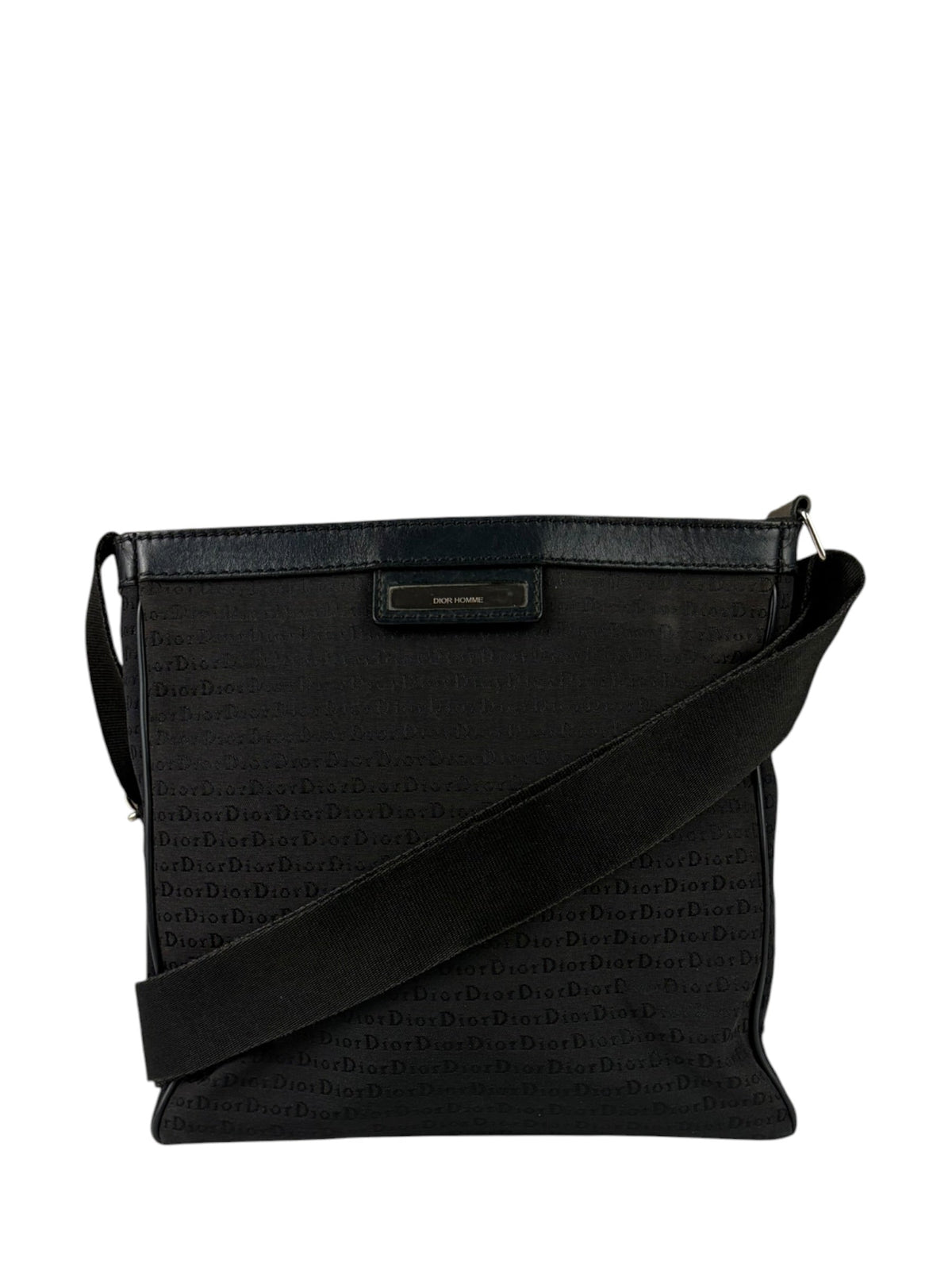 Christian Dior Black Leather Trim Canvas Dior Print Crossbody Bag