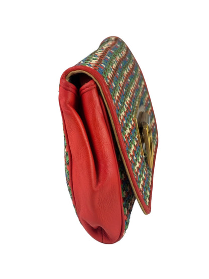 Fendi Colorblock Leather Woven Shoulder Bag