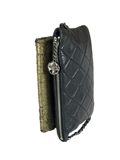 Chanel Black/Golden Quilted Lambskin Night Clutch On Chain Flap Bag 2012