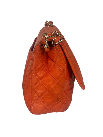 Chanel Orange Quilted Lambskin Flap Bag 2008