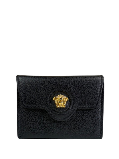 Versace Black Calfskin La Medusa Flap Card Holder