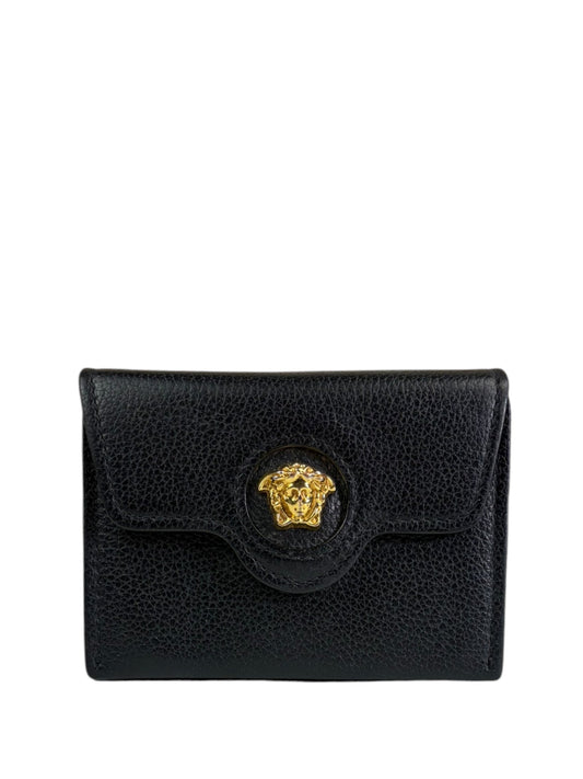 Versace Black Calfskin La Medusa Flap Card Holder