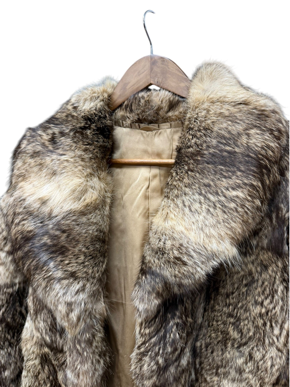 Vintage Dark Brown/Beige Collared Fur Coat
