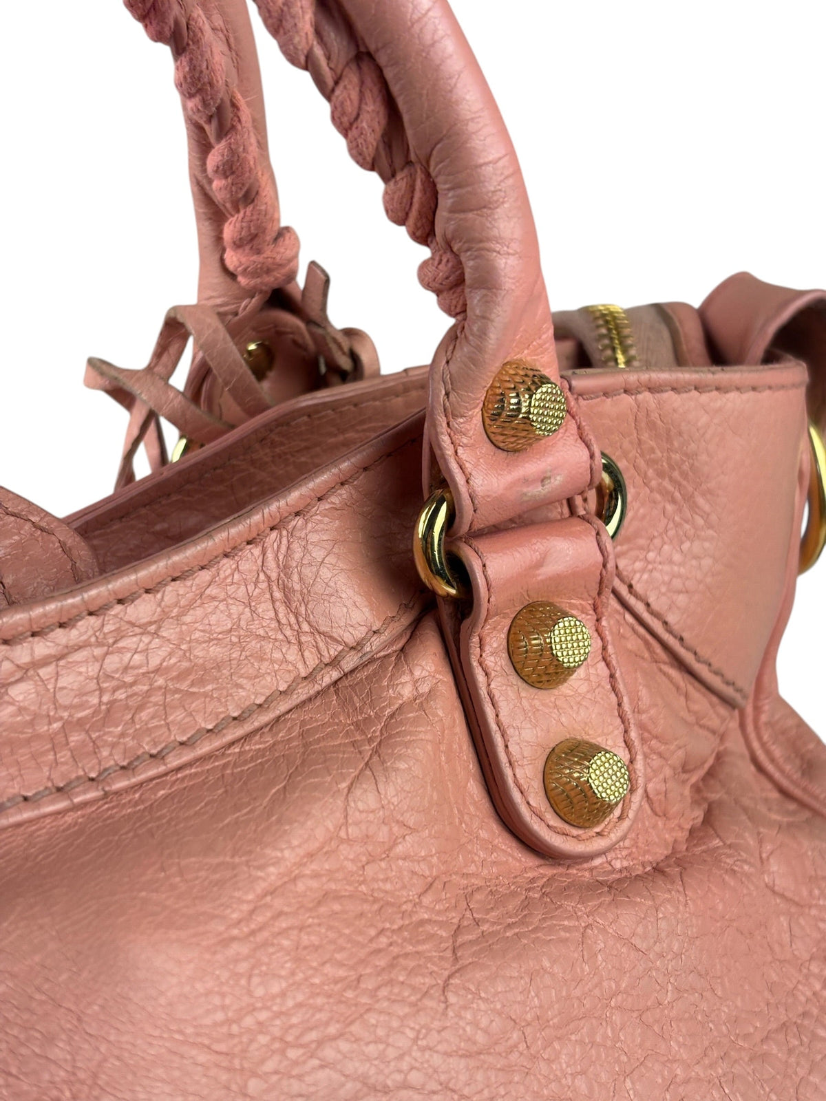 Balenciaga Light Pink Leather Classic Moto City Bag