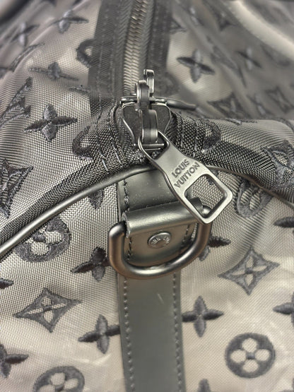 Louis Vuitton x Virgil Abloh Black Leather Trim Monogram Keepall 50