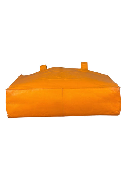 Chanel Vintage Orange Caviar Leather Tote 1989