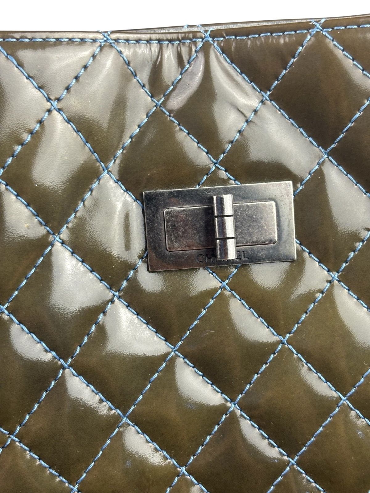 Chanel Green Quilted Patent Leather Reissue XL Tote 2011
