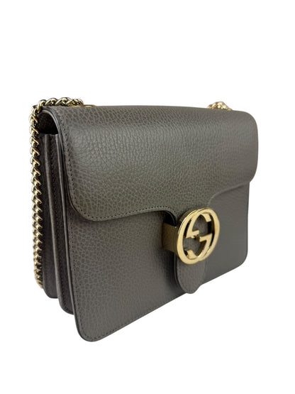 Gucci Grey Calfskin Interlocking Small G Shoulder Bag