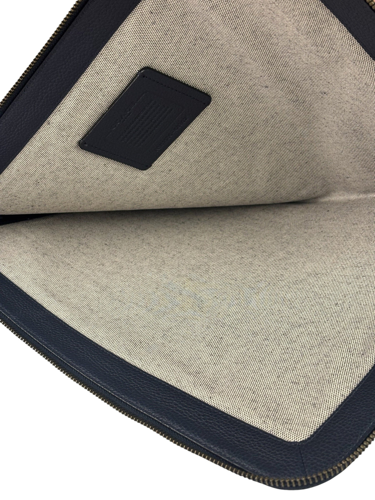 Coach Navy Pebbled Leather Laptop Case