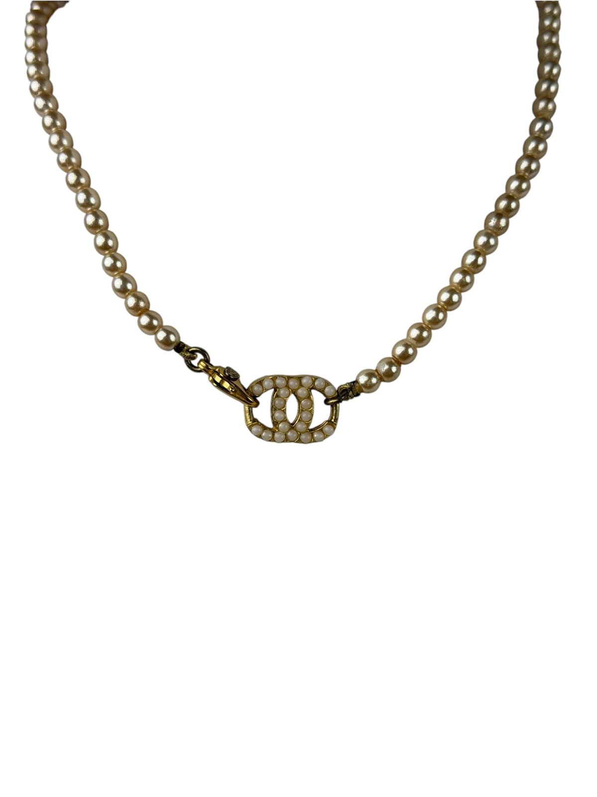Chanel Vintage Coco Pearl/CC Pendant Necklace
