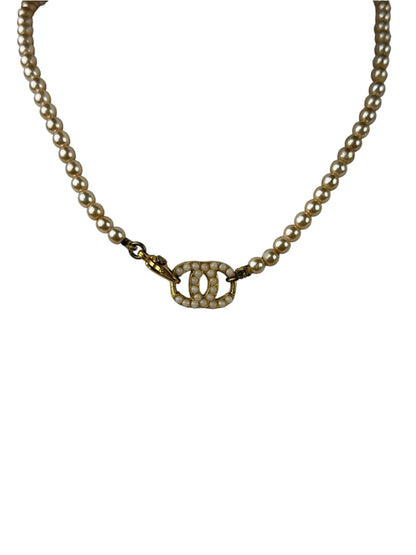 Chanel Vintage Coco Pearl/CC Pendant Necklace