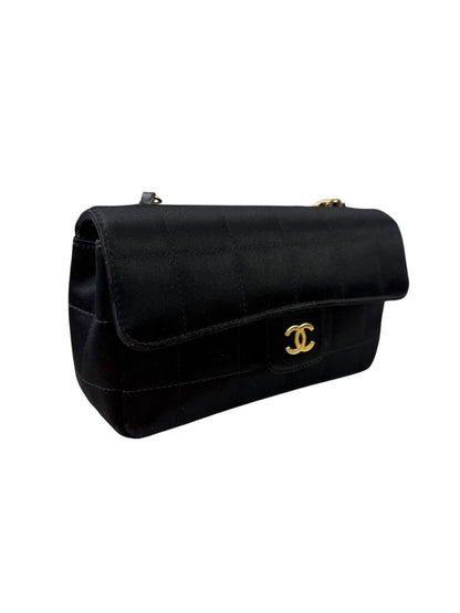 Chanel Black Satin Chocolate Bar Mini East-West Flap Bag