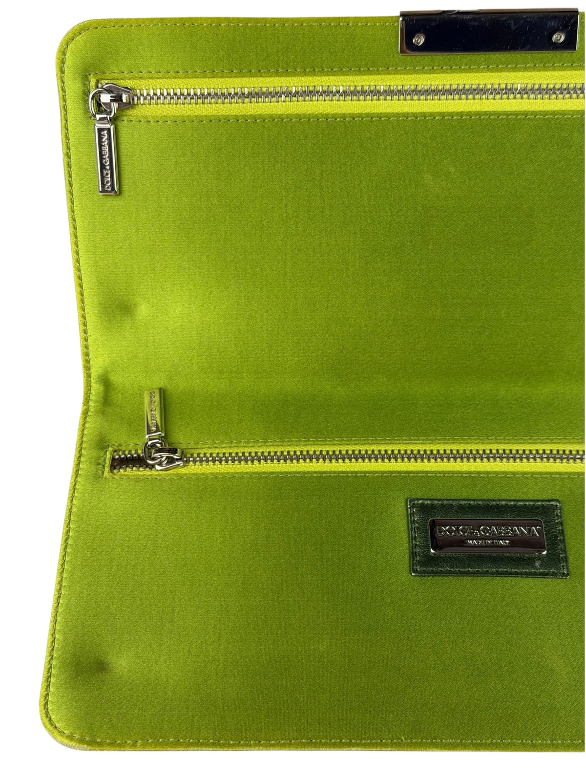 Dolce & Gabbana Lime Green Satin Clutch