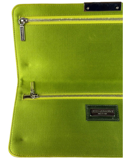 Dolce & Gabbana Lime Green Satin Clutch