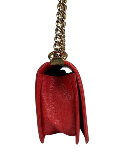 Chanel Red Quilted Caviar Boy Flap Bag 2019