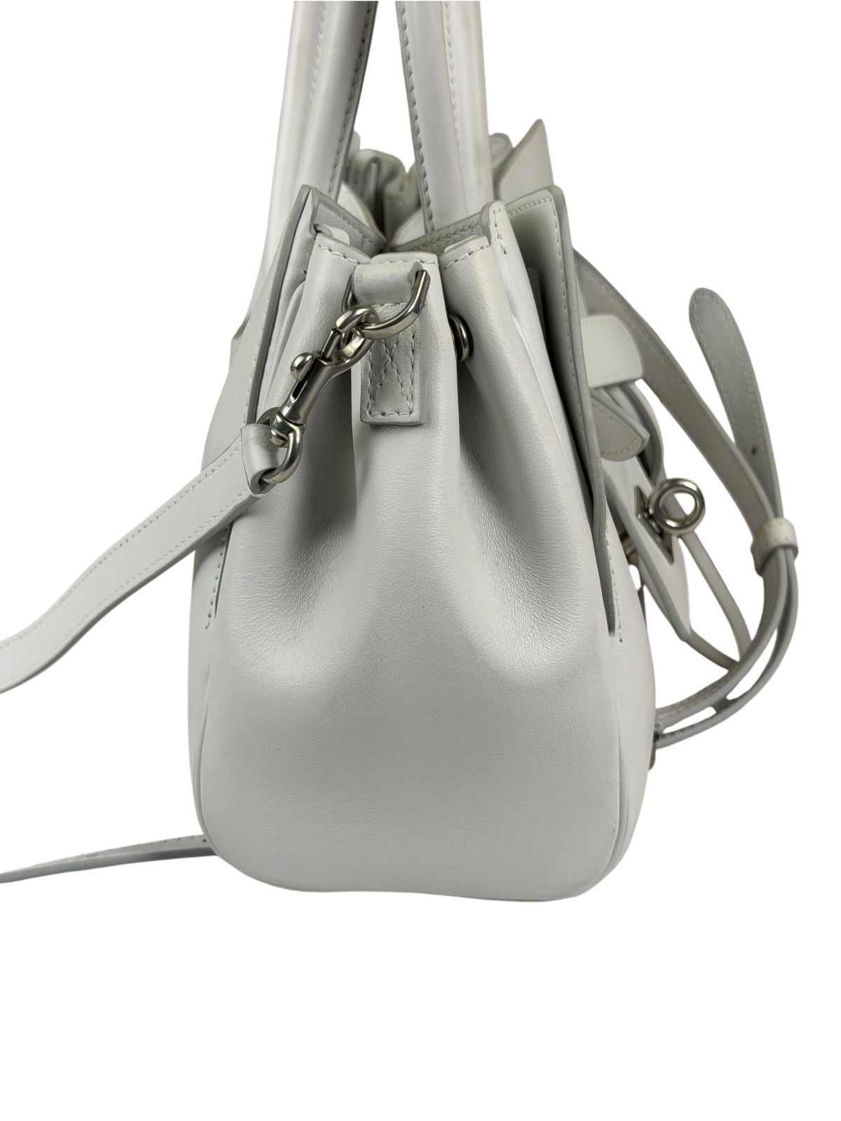 Balenciaga White Leather Bel Air Carry All Handbag