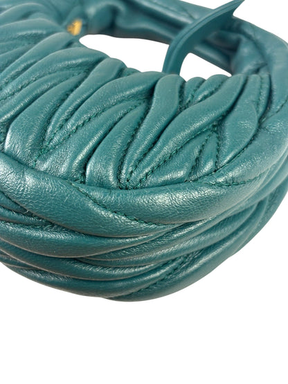 Miu Miu Dark Green Nappa Leather Wander Matelasse Micro Hobo Bag