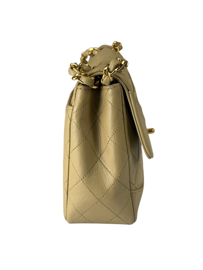 Chanel Vintage Beige Quilted Leather Diana Flap Bag 1989
