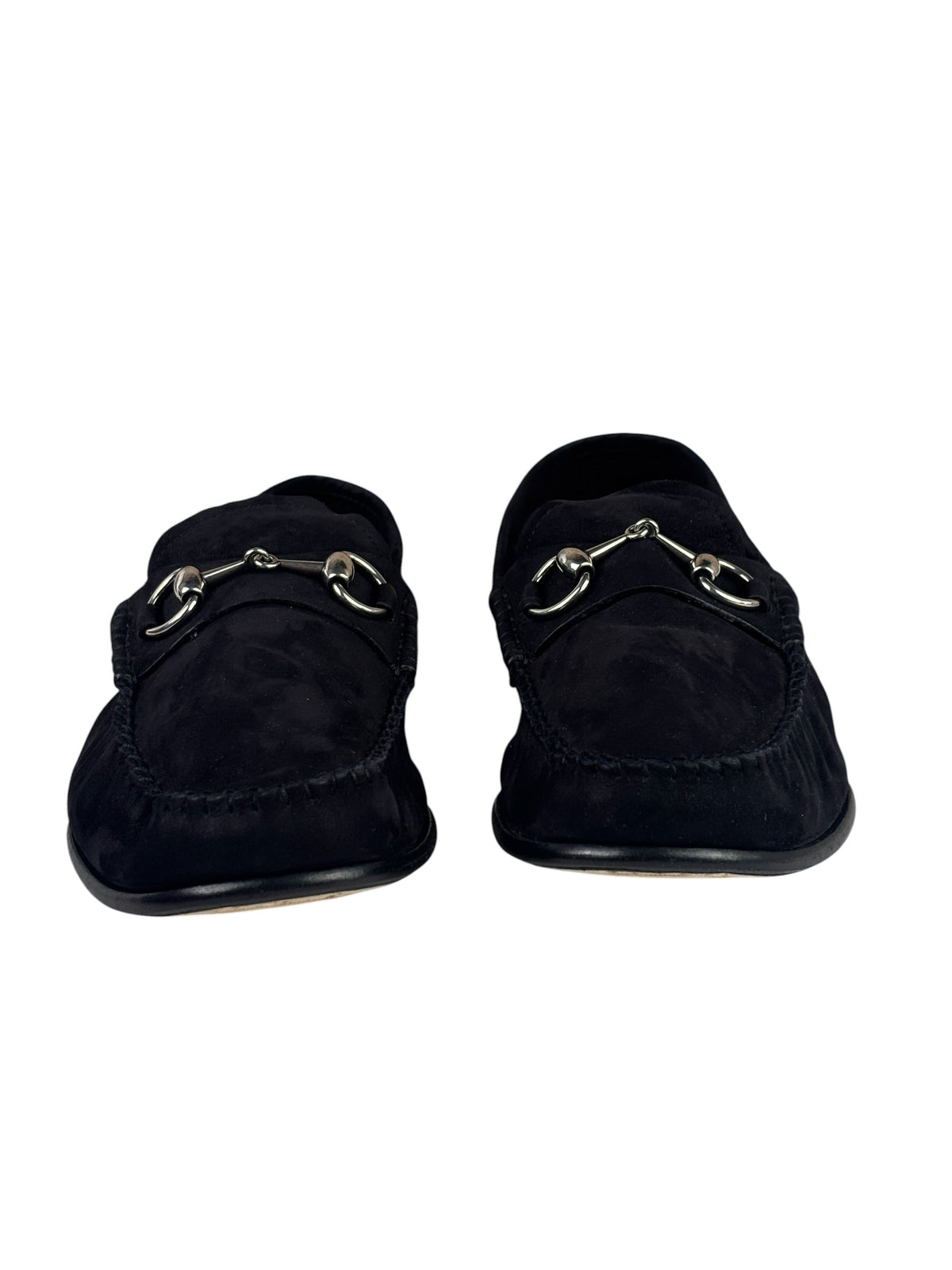 Gucci Black Suede Horsebit Loafers