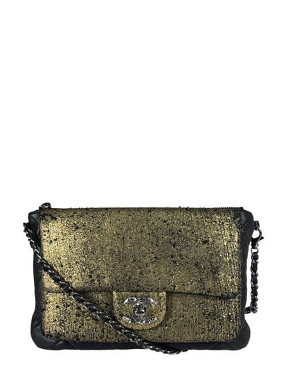 Chanel Black/Golden Quilted Lambskin Night Clutch On Chain Flap Bag 2012