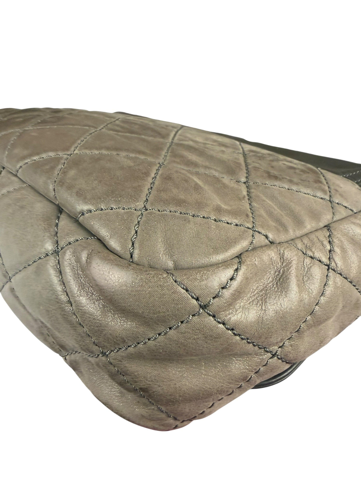 Chanel Olive Two Tone Quilted Leather Chain Flap Bag 2011