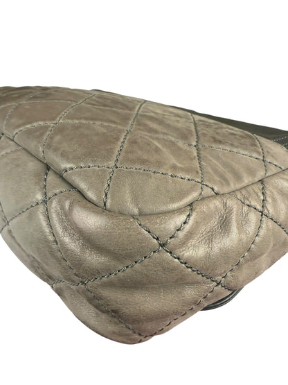 Chanel Olive Two Tone Quilted Leather Chain Flap Bag 2011