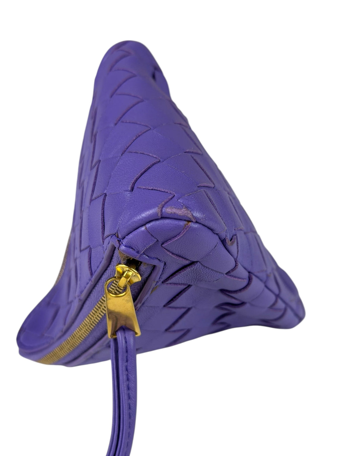 Bottega Veneta Purple Leather Nano Pyramid Pouch