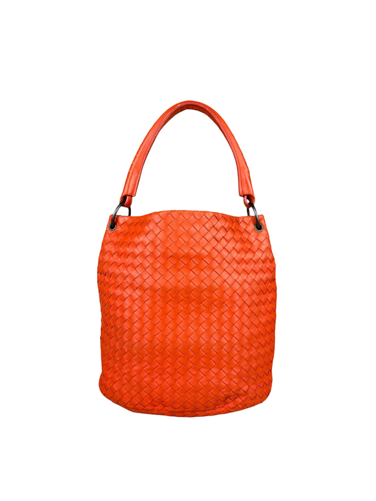Bottega Veneta Sunset Orange Intrecciato Leather Hobo Tote