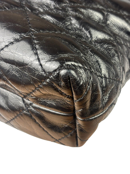 Chanel Black Quilted Lambskin Tabatiere Fold-Over Shoulder Bag 2014