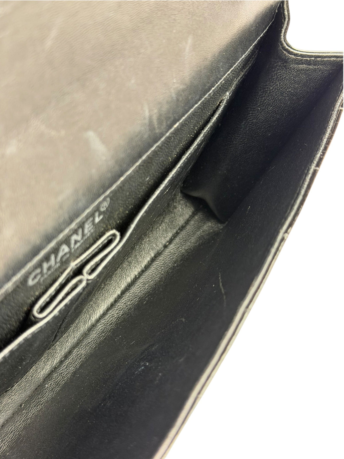 Chanel Black Patent Leather Chocolate Bar Flap Bag 2000
