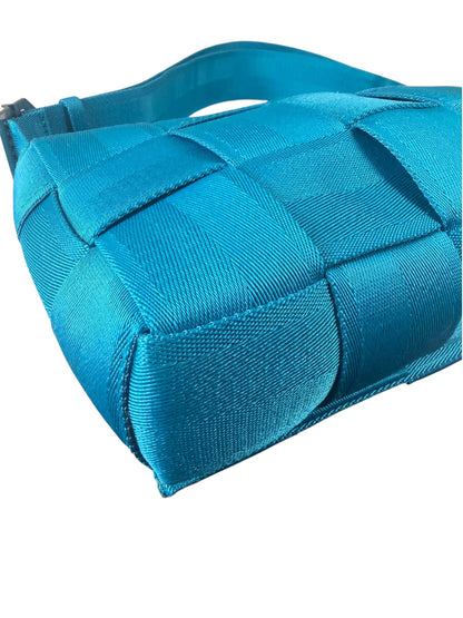 Bottega Veneta Teal Blue Intrecciato Cassette Flap Crossbody Bag