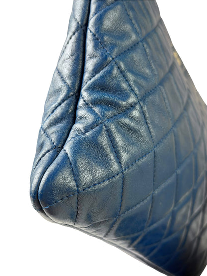 Chanel Blue Quilted Leather O-Case Zipped Pouch 2017