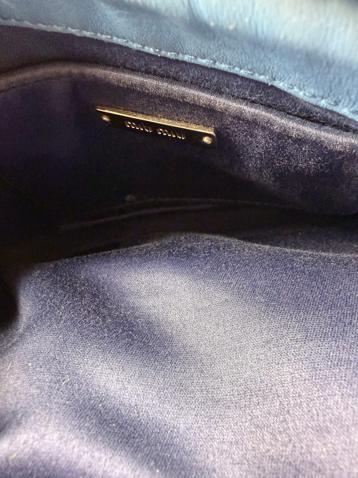 Miu Miu Blue Matelassè Leather Crossbody Bag