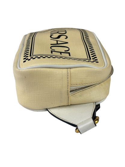 Versace Pastel Yellow Leather Logo Print Belt Bag