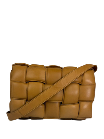 Bottega Veneta Honey Brown Leather Intrecciato Flap Bag